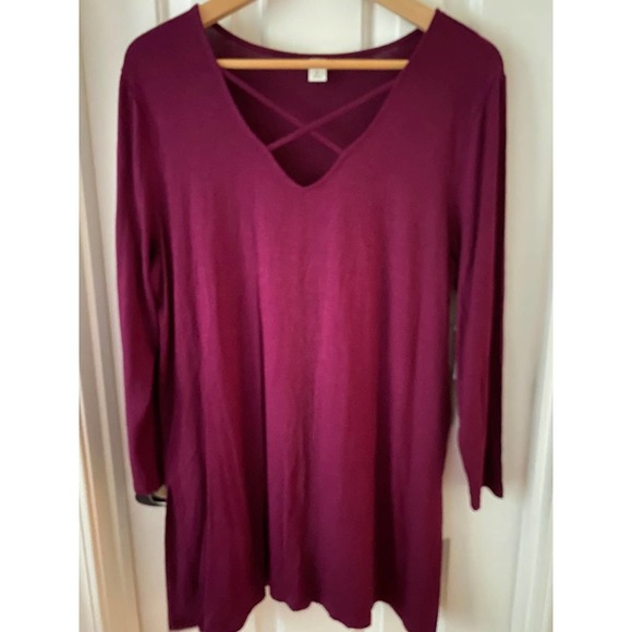 Old Navy Long Sleeve Tunic Large Relaxed Fit "Wine" NEW - Picture 1 of 6